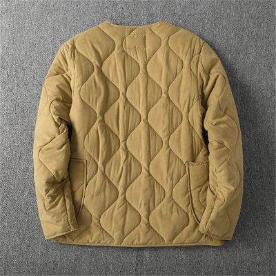 Men'd Jacket Winter Khaki Thickened Multi-Pocket Tooling Thickened Long-Sleeved Cardigan Jacket Navy Blue S
