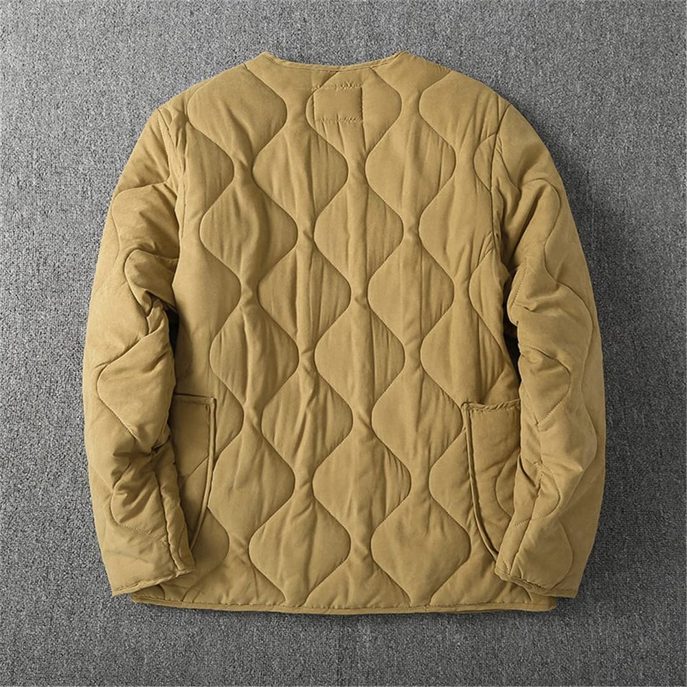 Men'd Jacket Winter Khaki Thickened Multi-Pocket Tooling Thickened Long-Sleeved Cardigan Jacket Navy Blue S