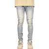 Mens Distressed Denim Pants Casual Mid Waist Skinny Jogger Pencil Jeans Vintage Slim Fit Washed Straight Trousers (Yellow,29) view 1