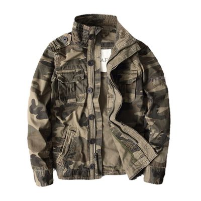 Autumn and Winter Men's Jacket Sportswear Thick Coat Khaki Men's Coat Outdoor Work Tooling Coat Gray Camo M