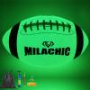 MILACHIC Glow in The Dark Football Size 9, Luminous Glowing Super Grip Composite Leather Football with Pump and Carry Bag view 1