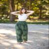 Lannaclothesdesign Harem Pants Women High Waist Bohemian Yoga Pants with Pockets - Boho Hippie Clothes (XXL, Green Double Rose) view 3