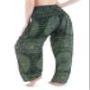 Lannaclothesdesign Harem Pants Women High Waist Bohemian Yoga Pants with Pockets - Boho Hippie Clothes (S, Green Double Rose) view 2