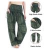 Lannaclothesdesign Harem Pants Women High Waist Bohemian Yoga Pants with Pockets - Boho Hippie Clothes (S, Green Double Rose) view 4