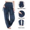 Lannaclothesdesign Harem Pants Women High Waist Bohemian Yoga Pants with Pockets - Boho Hippie Clothes (XXL, Black Double Rose) view 4
