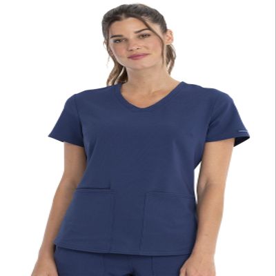 Cherokee Women Scrubs Top V-Neck Plus Size CK826, 3XL, Navy