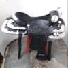 SHOWMEN CRAFT Western Saddle Fully Decorative Silver Show Outfit with Headstall & Breast Caller (17 inch) view 1