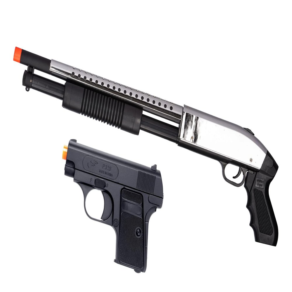 Silver Spring Single Shot Airsoft Shotgun with Spring Compact Black Airsoft Pistol