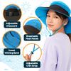GearTOP Kids Sun Hat, Wide Brim Hat for Boys and Girls, UPF 50+, Ponytail Hole, Blue, Ages 5-13 view 3