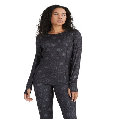 Terramar Women's Cloud Nine 4-Way Stretch Brushed Long Sleeve Scoop Neck Hoodie, Geo Snowflake, Medium