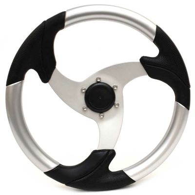 Godfrey Pontoon Boat Steering Wheel P0023131 | 14 1/4 Inch Silver Black