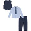 Izod Boys 4-Piece Set with Collared Dress Shirt, Tie, Vest, and Pants Business Suit, Tanzanite, 7 US view 2