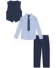 Izod Boys 4-Piece Set with Collared Dress Shirt, Tie, Vest, and Pants Business Suit, Tanzanite, 5 US view 2