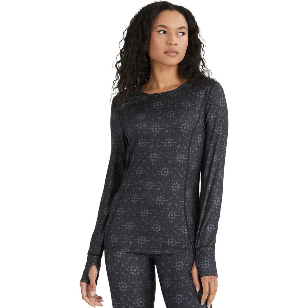 Terramar Women's Cloud Nine 4-Way Stretch Brushed Long Sleeve Scoop Neck Hoodie, Geo Snowflake, X-Large