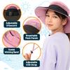 GearTOP Kids Sun Hat, Wide Brim Hat for Boys and Girls, UPF 50+, Ponytail Hole, Light Pink, Adjustable, Age 5-13, Outdoor Activities view 3