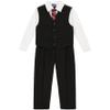 Izod Boys 4-Piece Set with Collared Dress Shirt, Tie, Vest, and Pants Business Suit, Black/Red, 10 US view 1