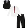 Izod Boys 4-Piece Set with Collared Dress Shirt, Tie, Vest, and Pants Business Suit, Black/Red, 10 US view 2