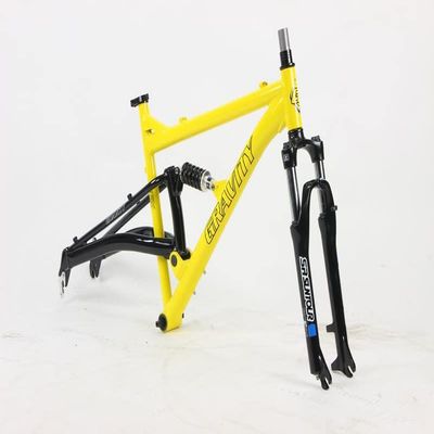 Gravity FSX 26 inch Wheel Aluminum Disc Brake Full Dual Suspension Bike Frame with Rear Shock (Yellow, 15 inch = XSmall/Sml fits* up to 5'6")