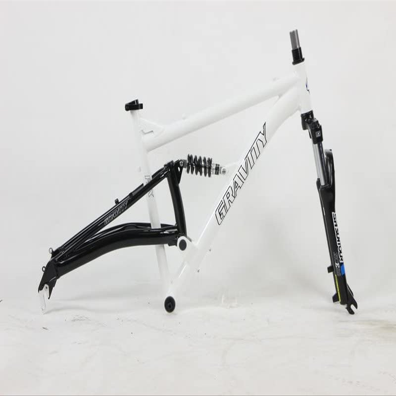 Gravity FSX 26 inch Wheel Aluminum Disc Brake Full Dual Suspension Bike Frame with Rear Shock (White, 15 inch = XSmall/Sml fits* up to 5'6")
