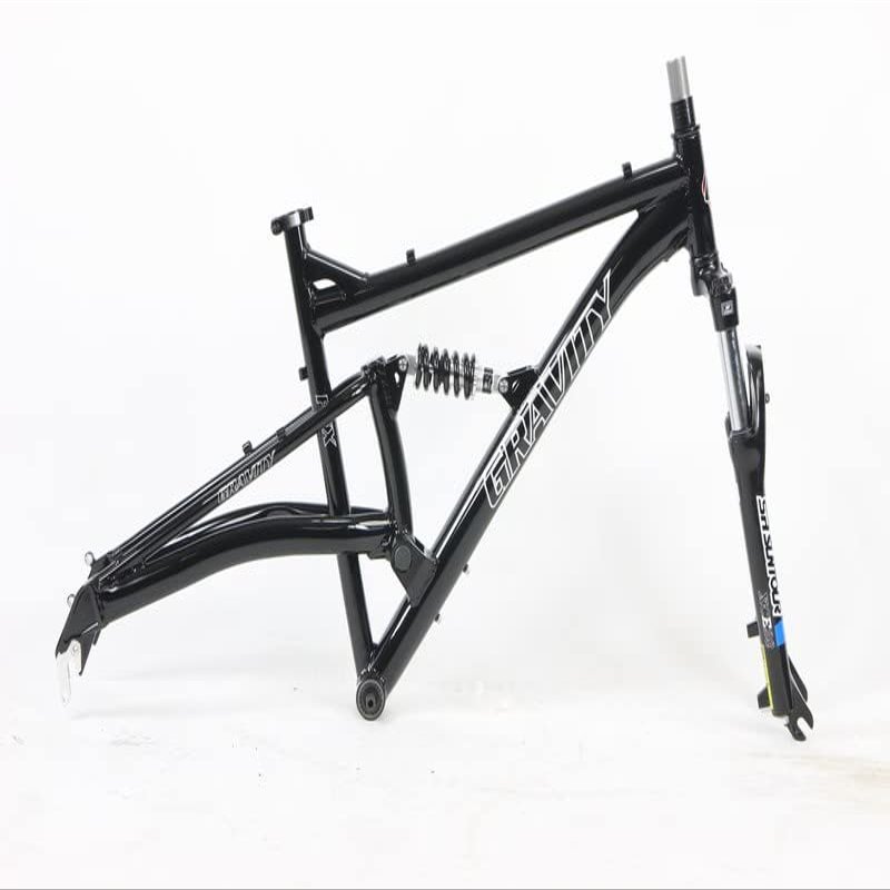 Gravity FSX 26 inch Wheel Aluminum Disc Brake Full Dual Suspension Bike Frame with Rear Shock (Black, 15 inch = XSmall/Sml fits* up to 5'6")