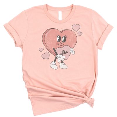 Be Mine Heart Adorable Valentine's Day Shirt for Baby and Toddler Youth Girls and Adults Peach Shirt Youth Small