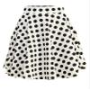 MBJ WB829 Womens Basic Versatile Stretchy Flared Casual Midi Skater Skirt M White_Polka view 1