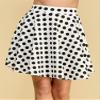 MBJ WB829 Womens Basic Versatile Stretchy Flared Casual Midi Skater Skirt M White_Polka view 2