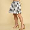 MBJ WB829 Womens Basic Versatile Stretchy Flared Casual Midi Skater Skirt M White_Polka view 3