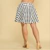 MBJ WB829 Womens Basic Versatile Stretchy Flared Casual Midi Skater Skirt M White_Polka view 4
