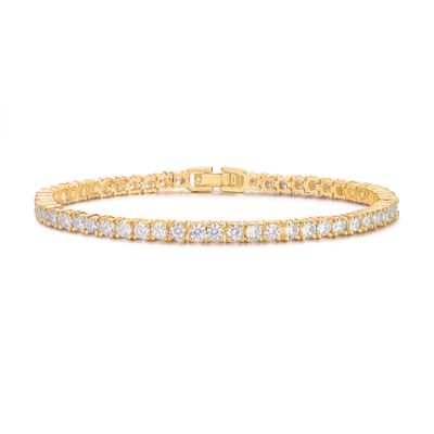 Devin Rose 3MM Cubic Zirconia Tennis Bracelet for Women 14K Yellow Gold Plated Brass CZ Bracelets Sizes 7.5 Inches