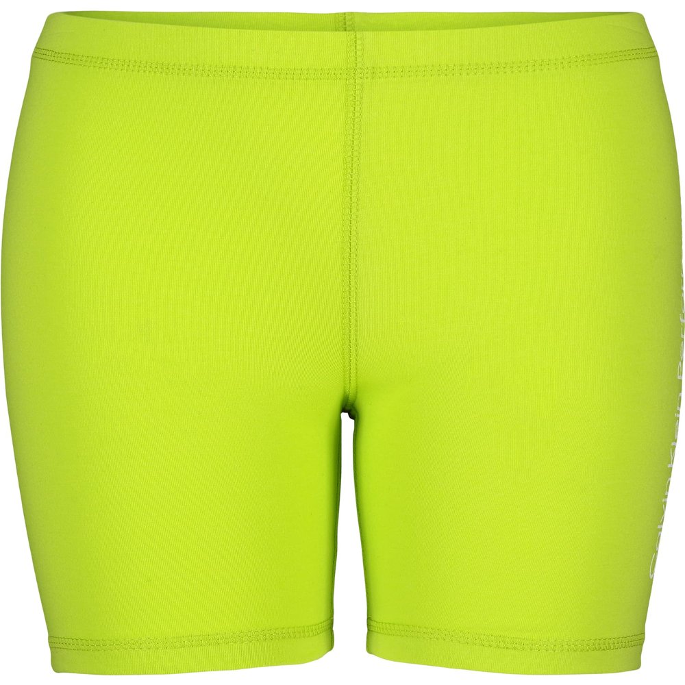 Calvin Klein Girls' Performance Bike Shorts, Soft & Stretchy with Flat Waistband & Snug Fit, Lime Linear, 12-14