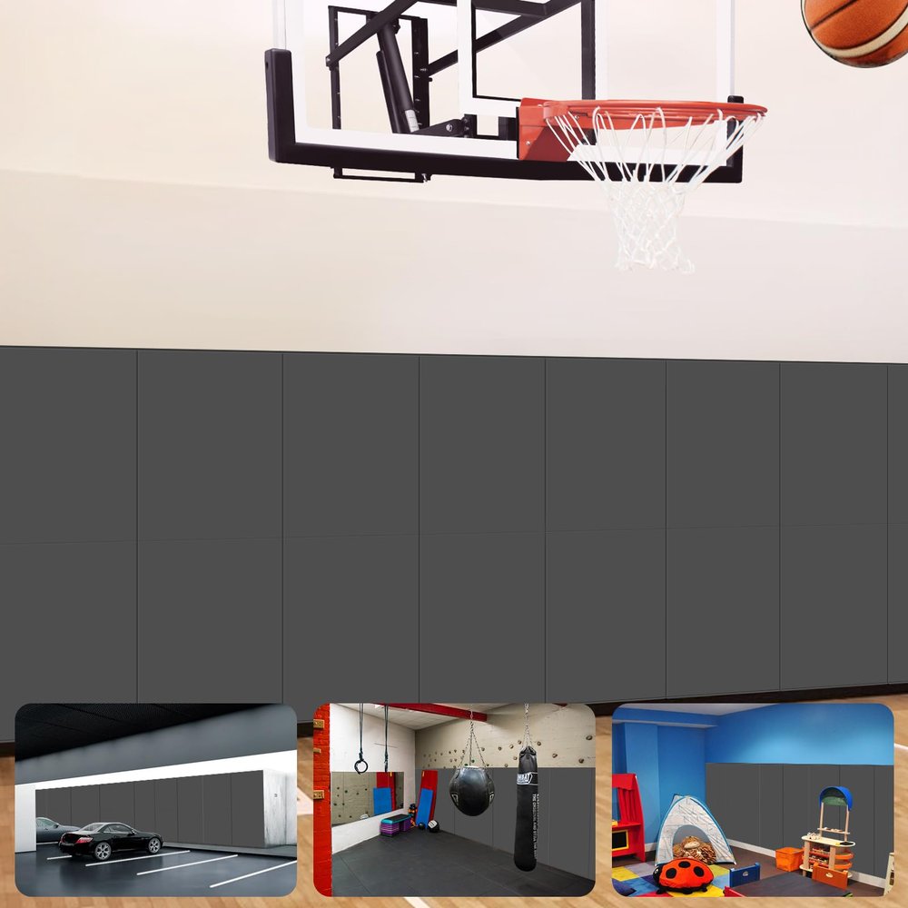 VANCL Basketball Wall Padding Gymnastics Wall Protection Pads 2" Thick Foam Gym Wall Pad for Protection-Waterproof Wall Pads Basketball Court Padding Sport Wall Pads for Gym Grey for Safety[1 Pack]