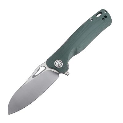 Petrified fish PF868 Bunta,3.35" D2 Satin Blade,146g G10 Handle Flipper Folding knife (Green G10)