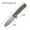 Petrified fish PF868 Bunta,3.35" D2 Satin Blade,146g G10 Handle Flipper Folding knife (Green G10) view 3