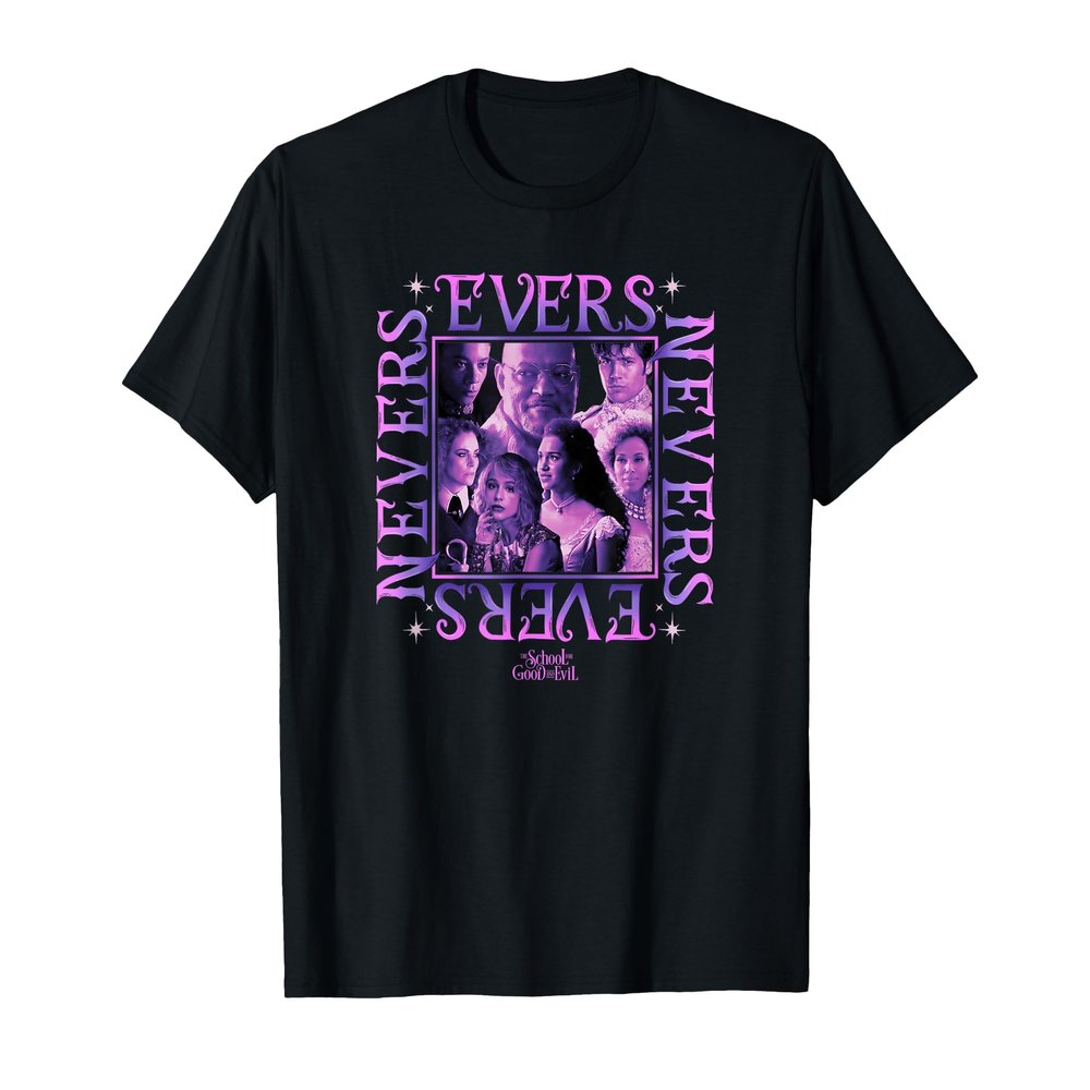 The School for Good and Evil Group Shot Nevers Evers Box Up T-Shirt, Men, Black