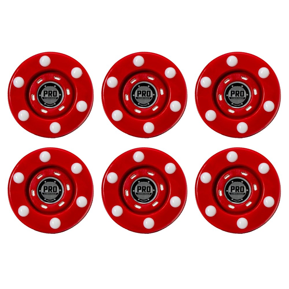 Franklin Sports NHL Pro Commander Roller Hockey Pucks - 6 Pack - Red