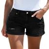 LookbookStore Women Summer High Waisted Sewn Cuffed Hem Buttons Denim Jean Shorts Warm Onyx Black Size S view 1