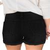 LookbookStore Women Summer High Waisted Sewn Cuffed Hem Buttons Denim Jean Shorts Warm Onyx Black Size S view 3