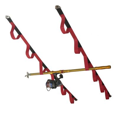 DYPASA Vertical Fishing Rod Holder Soft Webbing Overhead or Wall Fishing Rod Rack Fit Fishing Rods Hiking Poles Ski Poles Hockey Sticks and Cue Wall Mounted Fishing Rod Rack