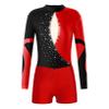 Freebily Kids Girls Shiny Rhinestone Long Sleeve Gymnastic Leotard with Sports Shorts Ballet Dance Outfit Tracksuit Dancewear Red 10 Years view 3
