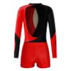 Freebily Kids Girls Shiny Rhinestone Long Sleeve Gymnastic Leotard with Sports Shorts Ballet Dance Outfit Tracksuit Dancewear Red 10 Years view 4