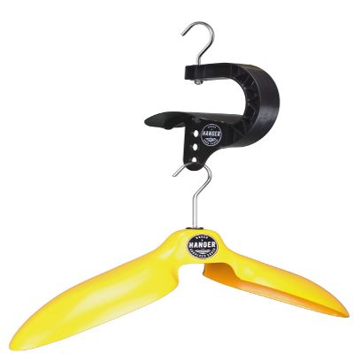 Hooded Wetsuit Hanger & Hooded Drysuit Hanger 'Hood Saver System' by BAKER HANGER - USA Made - (Black/Yellow)