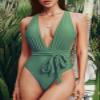 CUPSHE One Piece Swimsuit for Women Bathing Suit Sexy Deep V Neck Wrap Tie Cross Back, XL view 4