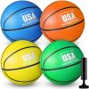 Libima 4 Pack Official Rubber Basketball Bulk Outdoor Indoor Streetball Practice Training with Pump for Adult Youth Kids Women Men Sport Back to School Gift(Size 5,Yellow, Green, Blue, Orange) view 1