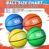 Libima 4 Pack Official Rubber Basketball Bulk Outdoor Indoor Streetball Practice Training with Pump for Adult Youth Kids Women Men Sport Back to School Gift(Size 5,Yellow, Green, Blue, Orange) view 3