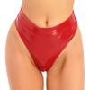 YONGHS Women's Shiny Metallic Low Rise Briefs Booty Shorts Micro Mini Panties Lingerie Underwear 4# Red 4X-Large view 1
