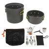 Restokki Camping Pots and Pans, Camping Cookware Camping Cooking Gear with Cooking Stove Pot Folding Spoon Fork Set for Outdoor Picnic view 1