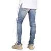 JEsilunmaMY Men's Striped Skinny Jeans Mid Waist Distressed Ripped Pencil Jean Pants Slim Fit Destroyed Washed Denim Trousers (Blue,29) view 3