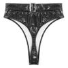 YONGHS Women's Shiny Metallic Low Rise Briefs Booty Shorts Micro Mini Panties Lingerie Underwear 4# Black XX-Large view 4