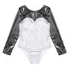 CHICTRY Kids Girls Shiny Rhinestones Long Sleeve Metallic Gymnastics Costume Ballet Dance Leotard Silver 6 Years view 3
